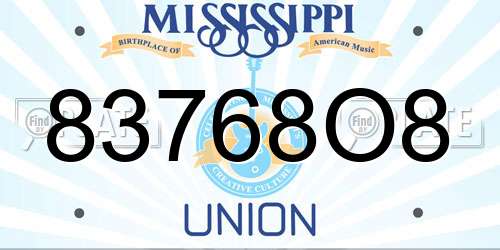 83768O8 Mississippi License Plate