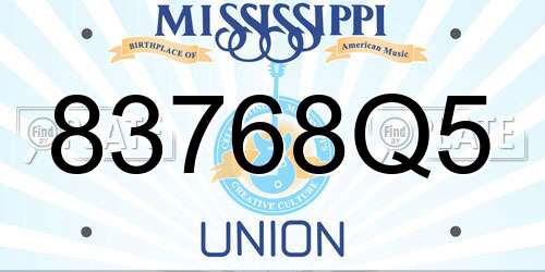 83768Q5 Mississippi License Plate