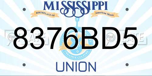 8376BD5 Mississippi License Plate