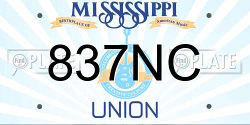 837NC Mississippi License Plate