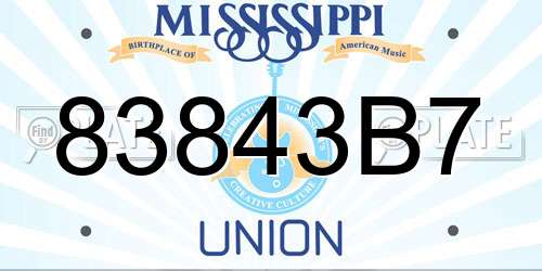 83843B7 Mississippi License Plate