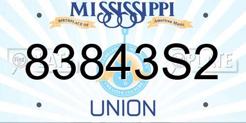 83843S2 Mississippi License Plate