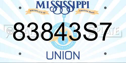 83843S7 Mississippi License Plate
