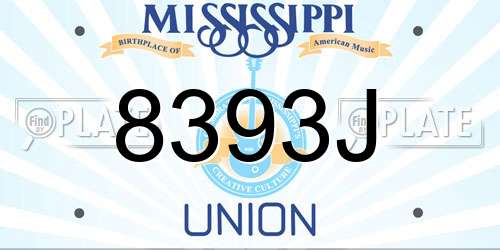 8393J Mississippi License Plate