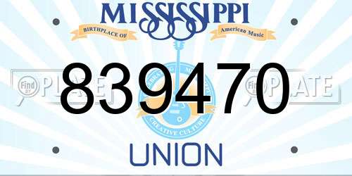 839470 Mississippi License Plate