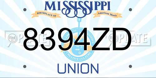 8394ZD Mississippi License Plate