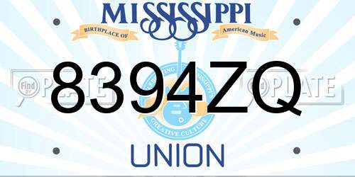 8394ZQ Mississippi License Plate