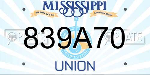 839A70 Mississippi License Plate
