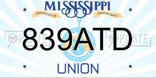 839ATD Mississippi License Plate