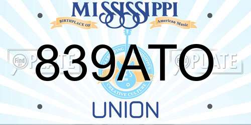 839ATO Mississippi License Plate
