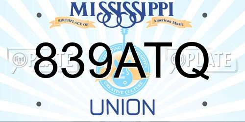 839ATQ Mississippi License Plate
