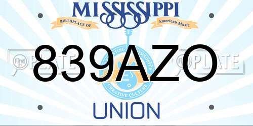 839AZO Mississippi License Plate