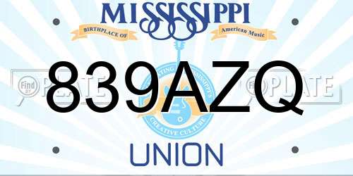 839AZQ Mississippi License Plate