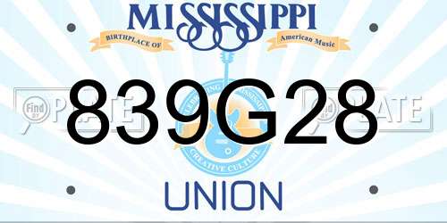 839G28 Mississippi License Plate