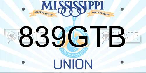 839GTB Mississippi License Plate