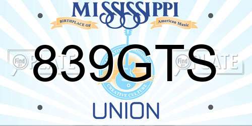 839GTS Mississippi License Plate