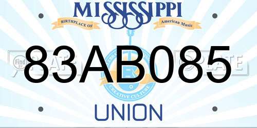 83AB085 Mississippi License Plate