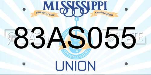 83AS055 Mississippi License Plate