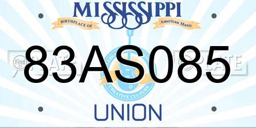 83AS085 Mississippi License Plate