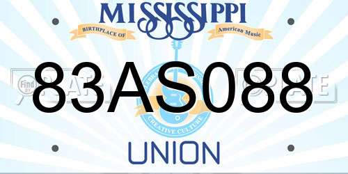 83AS088 Mississippi License Plate