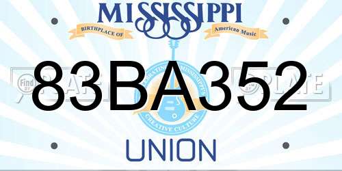 83BA352 Mississippi License Plate