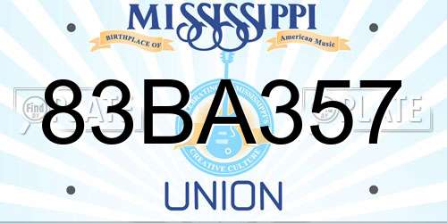 83BA357 Mississippi License Plate