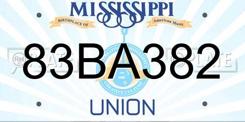 83BA382 Mississippi License Plate