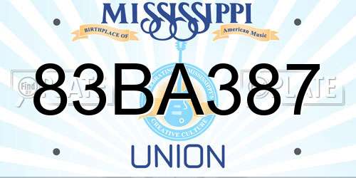83BA387 Mississippi License Plate