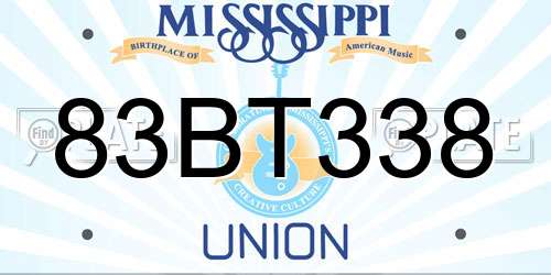 83BT338 Mississippi License Plate