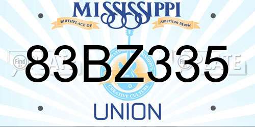 83BZ335 Mississippi License Plate