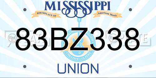 83BZ338 Mississippi License Plate