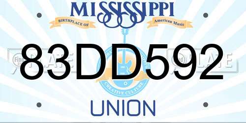 83DD592 Mississippi License Plate