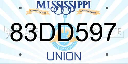 83DD597 Mississippi License Plate