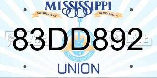 83DD892 Mississippi License Plate
