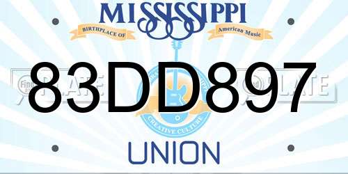 83DD897 Mississippi License Plate