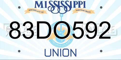 83DO592 Mississippi License Plate