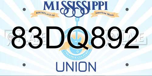 83DQ892 Mississippi License Plate