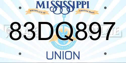 83DQ897 Mississippi License Plate
