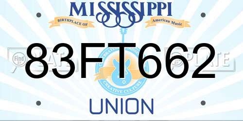 83FT662 Mississippi License Plate