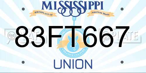 83FT667 Mississippi License Plate