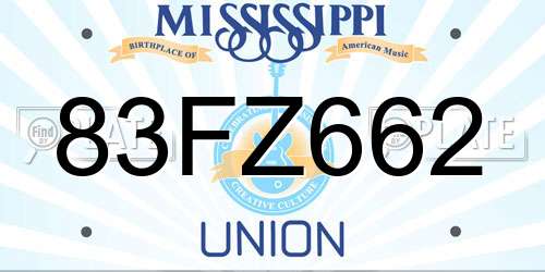 83FZ662 Mississippi License Plate