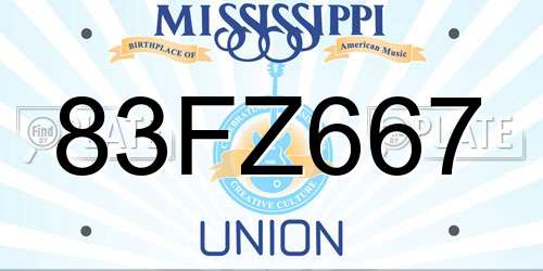 83FZ667 Mississippi License Plate