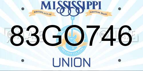 83GO746 Mississippi License Plate