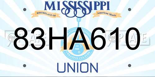 83HA610 Mississippi License Plate