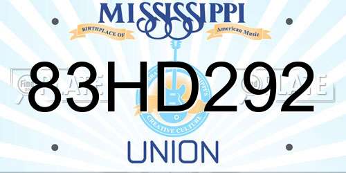 83HD292 Mississippi License Plate