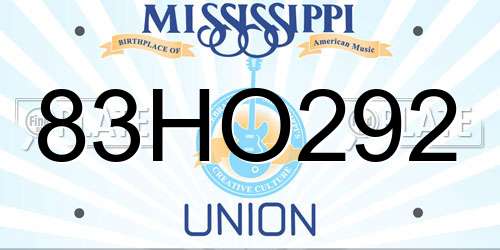 83HO292 Mississippi License Plate