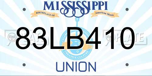 83LB410 Mississippi License Plate