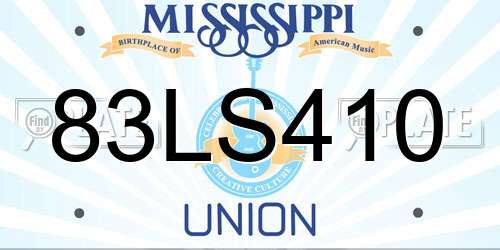 83LS410 Mississippi License Plate