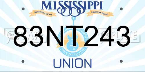 83NT243 Mississippi License Plate