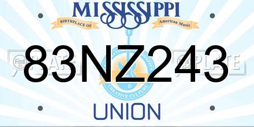 83NZ243 Mississippi License Plate